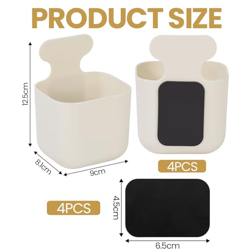 ASOUUNLD 4 Stück Magnetischer Stiftehalter Weiß Stark Magnetbox Markerhalter Magnet Organizer für Whiteboard Kühlschrank Schließfach Büro & Schule für Stifte Marker & Schwamm