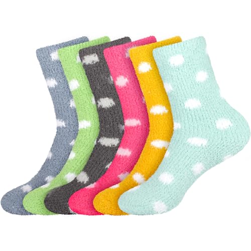 Image of BambooMN Colorful Fuzzy Socks - Assorted Super Soft Warm Microfiber Comfy Home Socks - Value Pack
