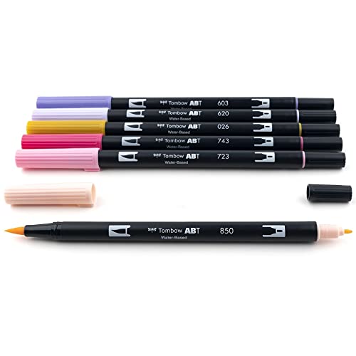 Image of Tombow 56228 Dual Brush Pen Art Markers Sweetheart, Portrait, 1 Count (Pack of 6)