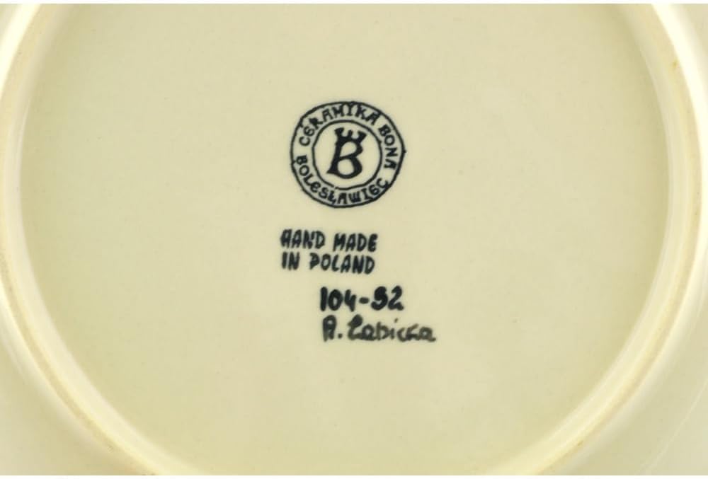 Ceramika Bona Polmedia Polish Pottery Lunch Plate - Passion Poppy Pattern Handmade in Boleslawiec Poland Certificate of Authenticity