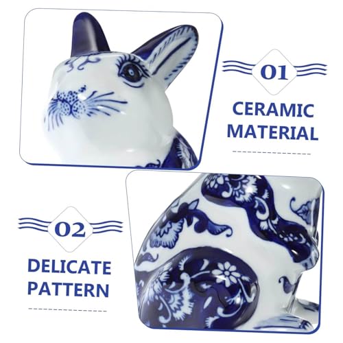 Figurine lapin en céramique statuette maison et bureau - 4