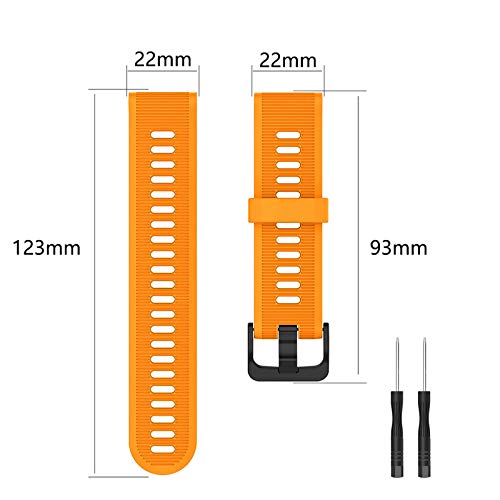 ISABAKE Band for Garmin Forerunner 935/Forerunner 945/Forerunner 745,Compatible with Fenix 5/ Fenix 5plus/ Fenix 6/ Fenix 6 Pro/Approach S60 ,Soft Silicone 22mm Replacement Bands (Orange)