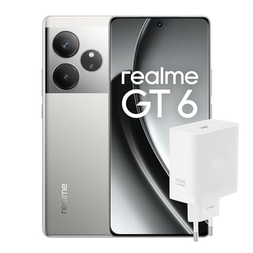 realme Smartphone GT6 256GB 8GB Fluid Silver EU + SUPERVOOC 120W Power Adapter White