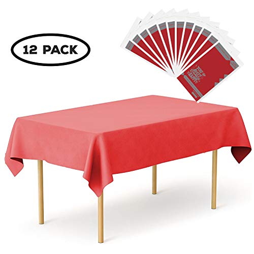 Plastic Tablecloth 12 Pack Disposable Rectangle Table Covers - 54" x 108"