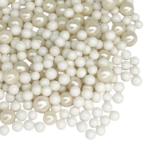 Image of Manvscakes Sprinkles- Edible Cake and Cupcake Sprinkles with Assorted Shapes and Sizes for Parties, Metallic Sprinkle Mix for Cookies, Ice Cream, Cake and Cupcake Decorating, Silver white sprinkle