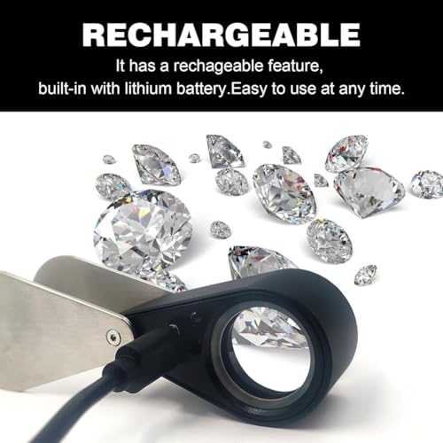 Loupe 30x rechargeable USB à éclairage LED et UV pour l'authentification
