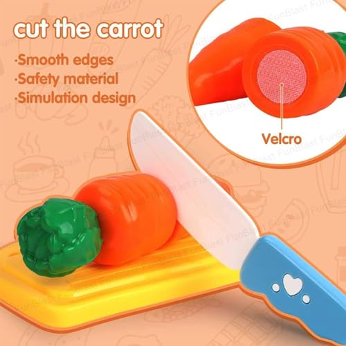 Image of FunBlast Vegetables Play Set Toys - 13 Pieces Realistic Sliceable Cutting Vegetable Pretend Play Kitchen Toys for Kids, Play Food Toys, Vegetable Toys with Chopping Board & Knife (Multicolor)