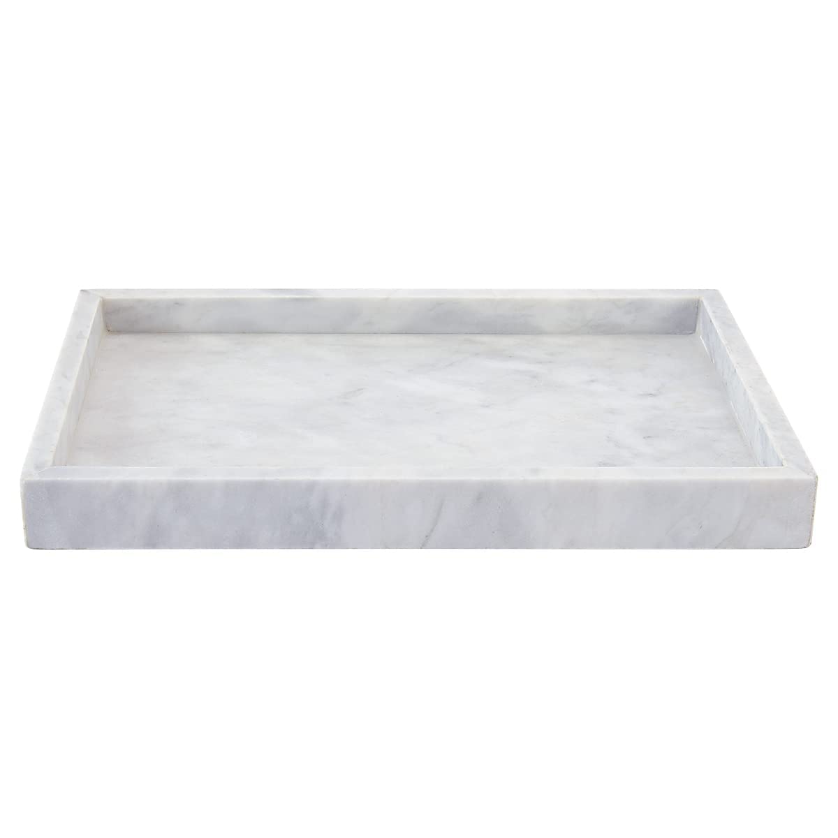 12"x8" Real Natural Marble Vanity Tray, Genuine Marble Storage Tray for Cosmetics/Jewelry, Non-Resin/Non-Ceramic, Dresser Organizer Tray, Bathroom Tray, Home Decor, Kitchen, Coffee Table, 12 x 8 inch 2