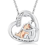 QGJNSGC Herz Halskette für Asche Edelstahl Hund Katze Andenken Einäscherung Schmuck Gedenkstätte Urne Halskette für Haustier menschliche Asche Anhänger (Rose Hund-Kristall)