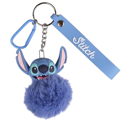 sarcia.eu Stitch keychain, Furry, phone tag (Stitch TALKER, Furry pom-pom for phone, Uni)