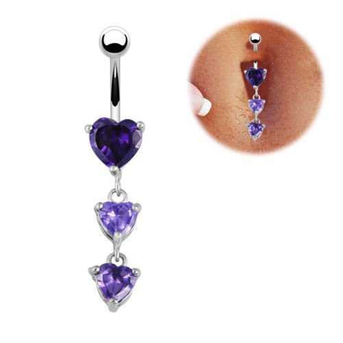 Hearts Long belly navel ring steel 2013 dangle navel button ring FR5683 Clothing