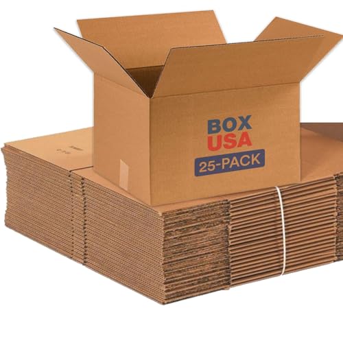 Image of BOX USA Shipping Boxes 16 inchL x 13 inchW x 10 inchH, 25-Pack Medium Corrugated Cardboard Boxes for Shipping, Mailing, Packing, Packaging and Storage