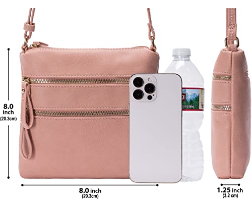 Image of Solene Small Multi Zipper Pocket Crossbody Bag with Adjustable Strap, Lightweight Travel Purse, Daily Small Messenger Pouch