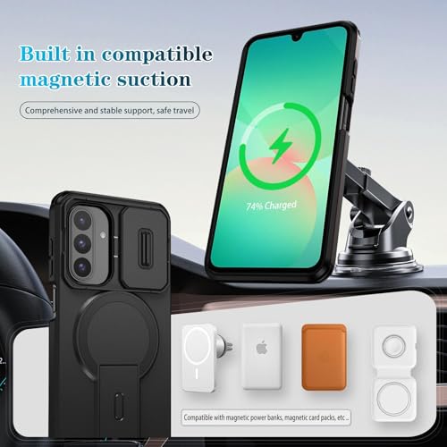 Image of ShieldTech MagStand Series Case for Samsung Galaxy A27 5G, Mobile Phone Cover with Sliding Camera Shield, Mag-Safe, Kickstand, Shockproof for Samsung Galaxy A27 5G - Black