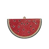 Watermelon Shaped Crystal Clutch Purses Sparkly Fruit Diamond Evening Bag Women Luxury Handbags Party Wedding Prom Rhinestone Purses