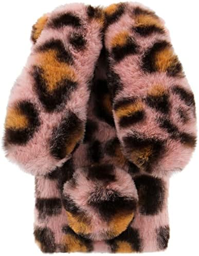 Xifanzi Faux Rabbit Fur Case for Samsung Galaxy A12 Fur Bunny Furry Protective Phone Cover Plush Case Skin Cover Rubber Cute Soft Warm Fluffy Case for Women Girls Shell Glitter Cases Pink