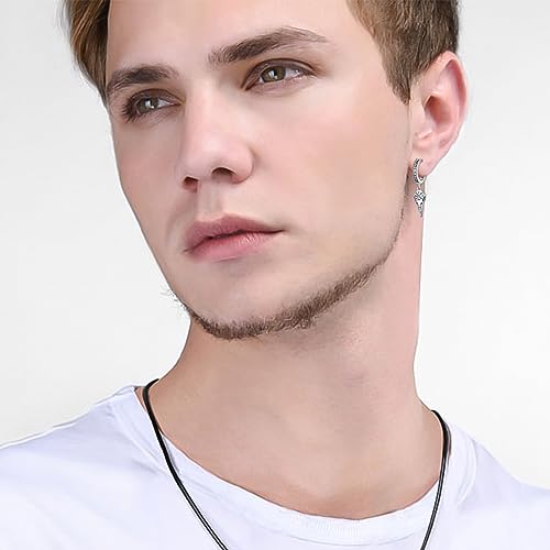 925 Sterling Silver Viking Earrings for Men Women Viking Raven/Spike/Celtic Knot/Tree of Life Drop Huggie Hoop Stud Ear Cuff Earrings Norse Viking Runes Jewelry Gifts3