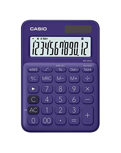 Calculadora compacta Casio de mesa c/ visor amplo 12 dígitos Casio, Roxa