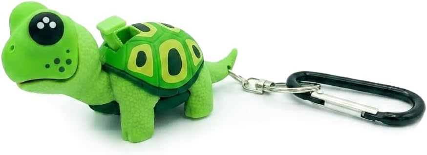 Sun Company Big Discoveries WildLight Animal Carabiner Flashlight - Fun Mini Keychain Flash Lights for Kids, Nurses, Camping (Green Turtle)