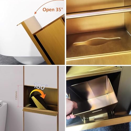 Nicho de baño empotrado de acero inoxidable 304 con portarrollos oculto y cubo de basura B 7