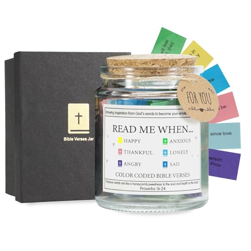 Read Me When Bible Verses Jar 96 Color-Coded Scripture Cards for Daily Encouragement Prayer Jar Christian Gifts for Women & Men Mothers Day Birthday Prayer & Scripture Gifts