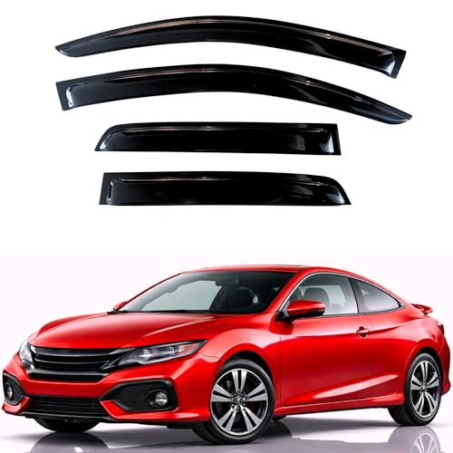 Image of KPY Rain Guards Fit for 2016-2020 Honda Civic Coupe, Out-Channel Window Visors Vent Wind Deflectors 4PC, Car Accessories for 16-20 Civic Coupe (Coupe Only)
