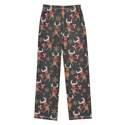 ZZXXB Reindeer Gifts Boys Long Pants Soft Trousers Elastic Waist Kids Lounge Bottoms with Pockets S-XL
