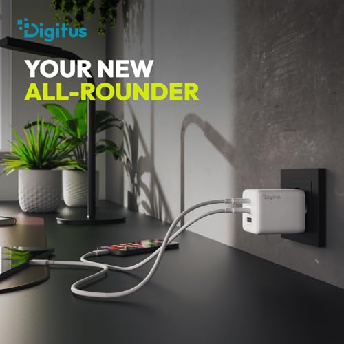 DIGITUS Ładowarka USB-C GaN II – 2x USB-C i typ A – 3 porty – do 100 W – szybka ładowarka – odpowiednia do laptopów, tel