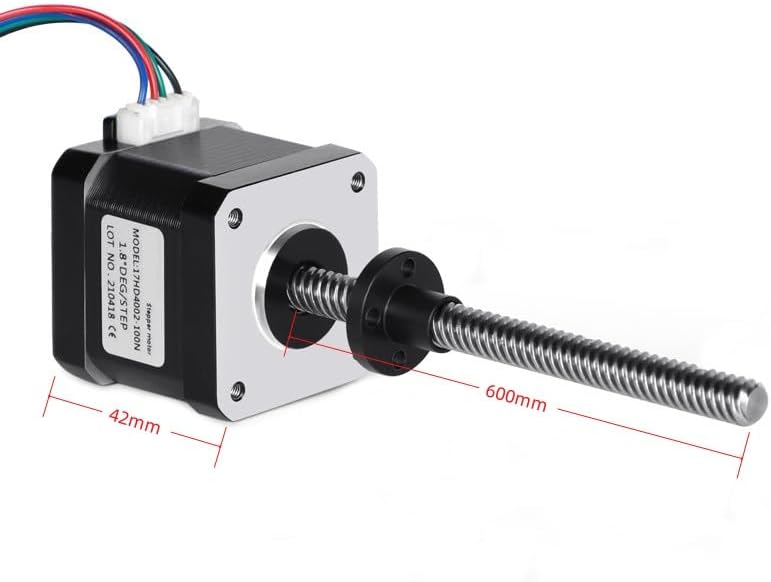 For Nema 17 linear stepper motor with lead screw Tr8*8 400mm 500mm 600mm long lead screw - (Shaft Diameter: T8-2 lead screw, Color: 600mm Lead screw)