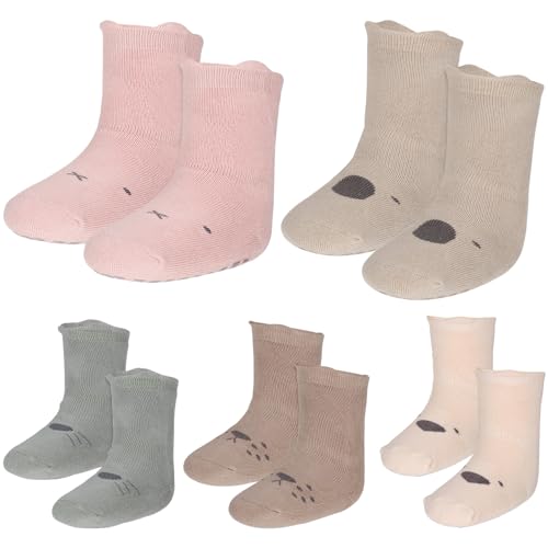 Chaussettes bébé antidérapantes respirantes en lot de 5 paires pour la sécurité