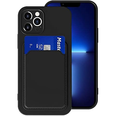 t&b enterprise iPhone 14 Pro Max Card Slot Silicone Case, Liquid Silicone Case For iPhone 14 Pro Max Back Card Holder, Shock-Proof Soft TPU Phone Cover with Credit Card Holder Slot (6.7 inch) Black Cover