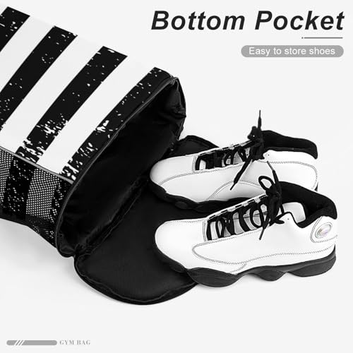 Black American Flag Drawstring Backpack Sports Gym String Bag Sackpack Water Resistant Pockets for Women Men4