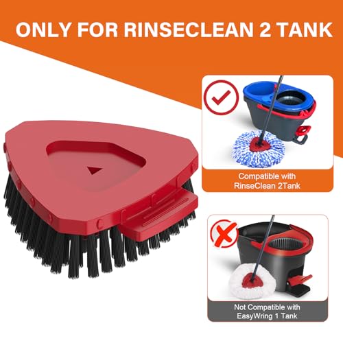 Image of Fatmass 4 Pack Upgraded Spin Mop Replace Scrub Mop Brush Compatible with O Cedar 2 Tank RinseClean, Great for Kitchen, Deck, Bathroom and Shower Floor Scrubber