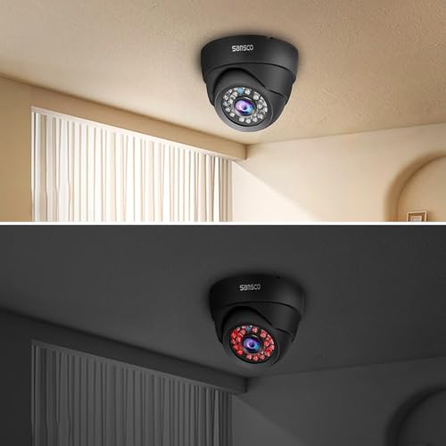 SANSCO 8 Channel 5MP CCTV DVR Camera System + 3TB Hard Drive,(8) 3K Bullet Dome Cameras (Wall/Ceiling Mounted IP66 Vandalproof, Mobile Viewing with Motion Activated Push Alert/Email, 24/7 Recording)