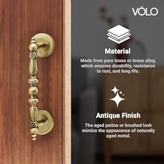 VOLO Main Door Handle/Door Handles for Main Door/Glass Door Handle/Pull Handles, for Home/Office/Hotels (Antique Brass)(Rajwadi Handle) (8" (200 mm), 1)
