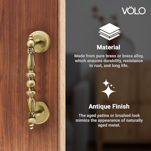 VOLO Main Door Handle/Door Handles for Main Door/Glass Door Handle/Pull Handles, for Home/Office/Hotels (Antique Brass)(Rajwadi Handle) (8" (200 mm), 1)