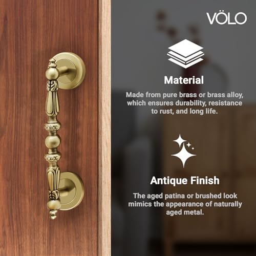 VOLO Main Door Handle/Door Handles for Main Door/Glass Door Handle/Pull Handles, for Home/Office/Hotels (Antique Brass)(Rajwadi Handle) (8" (200 mm), 1)