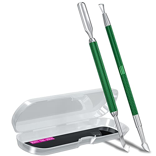 GA&EN 2PCS Metal Silver Cuticle Pusher and Scraper, Nail Trimmer Cutter Stainless Steel Gel Scraper Tool, Nail Polish Remover Peeler Durable Salon Manicure Pedicure Cleaner for Fingernail and Toenail