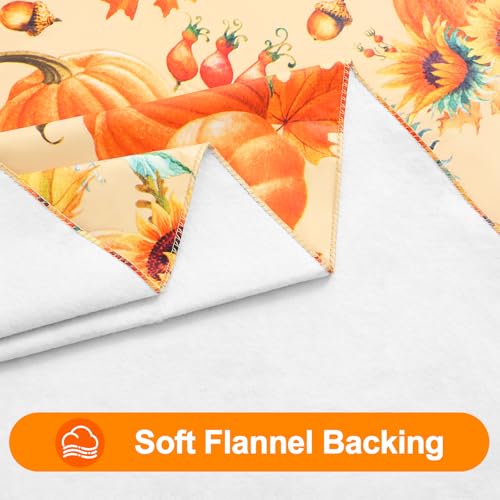 Image of Smiry Thanksgiving Table Cloth, Flannel Backed Vinyl Tablecloth, 60 inchx120 inch