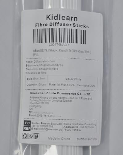 Kidlearn 100 STK. Diffusor-Stäbchen Aus Faser, Ätherische Öl-Diffusorstäbchen Für DIY Raumdüfte (35cm x3mm, Weiß)