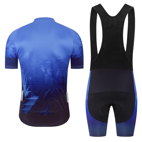 Men's Cycling Jersey Set Road Bike Shorts Sleeves Jersey Zipper Pokcet Bib Shorts with 20D Gel Pad Biking Clothing Sets - Image 3