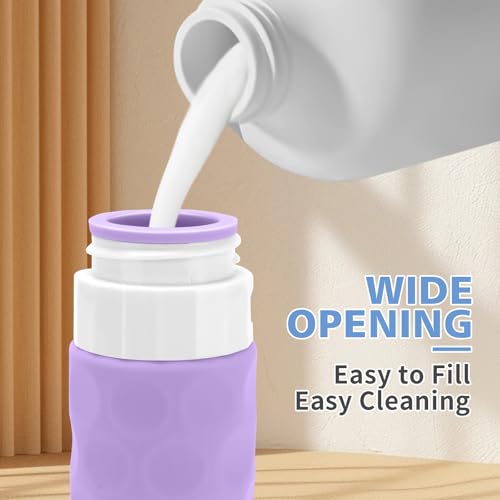 Image of Silevoler Travel Bottles for Toiletries, 4pcs Tsa Approved 3oz Travel Size Containers, BPA Free Leak Proof Premium Silicone Bottles, Refillable Liquid Squeezable Accessories W /Toiletry Bag(Purple)