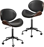 Design ergonomico: realizzata in pelle PU, legno curvato e morbida schiuma, questa sedia moderna include uno schienale curvo che offre un eccellente supporto per la schiena, migliorando il comfort durante il lavoro.