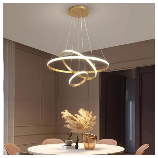 Lustre Geométrico LED com 3 Anéis Ajustáveis