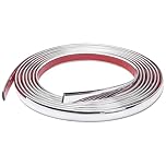 5m Silver Chrome Trim 8mm Flexible Wall Molding Trim Self Adhesive Automotive Stainless Steel Tape Car Chrome Trim Tape Peel Stick Metallic Mirror Frame Edging Decorative Strip for Wall Door Furniture