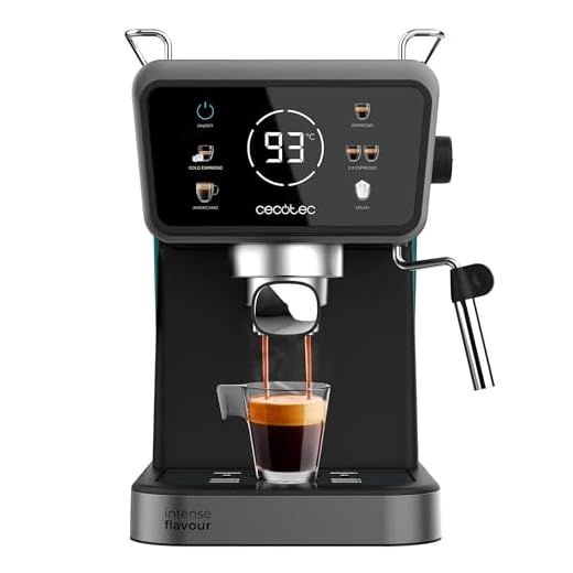 Cecotec Cafetera Express Power Espresso Touch ColdBrew. 1350W, Café en Frío, Espresso y Cappuccino, 20 Bares de Presión, Vaporizador Orientable, Táctil, Depósito de Agua 1,5L, Calientatazas