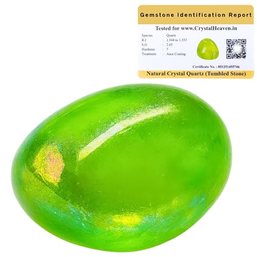 Image of Crystal Heaven Certified Apple Aura Quartz Healing Tumbled Stone,Natural Polished For Diy Crafts,Manifestation,Meditation,Pooja Feng Shui And Reiki Healing(30 Grams)