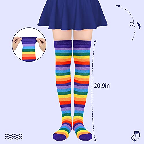 Zando Womens Long Knee High Socks Thigh High Leg Warmers Thigh Long Stockings Striped High Knee Socks Over Knee Leg Warmers Up To The Knee Socks Halloween Socks Thigh Highs Black & Orange Stripes #TOP4