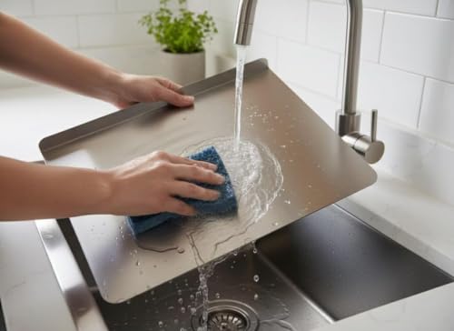 Image of Stainless Steel Countertop Chopping Board (41 x 31 cm) Rust-Proof Cutting Board for Vegetables, Fish, Fruits & Meat Chop| Hygienic, Non-Slip, Food-Grade Board