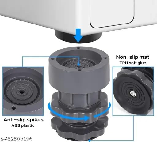 Image of TASTIC Refrigerator & Washing Machine Stand with Anti-Vibration Pads - Adjustable Furniture Base for Single & Double Door Fridges, Shock-Absorbing, Noise Cancelling, Anti-Slip Stabilizer (4 Pcs)